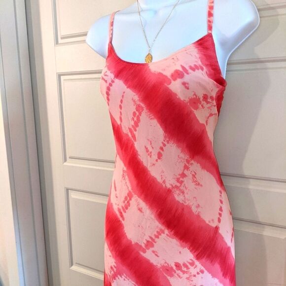Vintage Banana Republic 100% Silk Midi Tie Dye Slip Dress - Picture 2 of 5